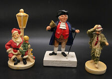 Vintage Sebastian Miniatures Lot Santa with Little Girl, Clown, Colonial Signed