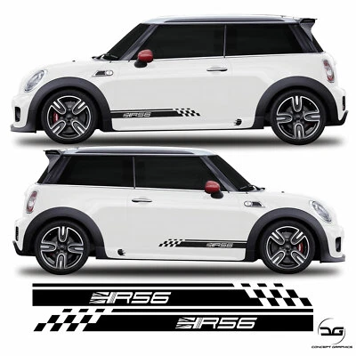 R56 medias rayas laterales para Mini Cooper S JCW vinilo calcomanía pegatina gráficos R56