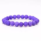 Purple Lava Ball Round Smooth Beads 8 mm Stretchable Bracelet 7"inches