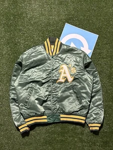 VINTAGE STARTER OAKLAND ATHLETICS SATIN BOMBER JACKET XL - Picture 1 of 4