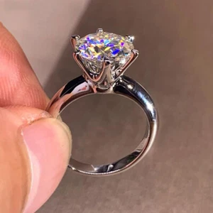 2.75 Ct Round Cut VVS1 Diamond Solitaire Engagement Ring 14K White Gold Finish - Picture 1 of 6