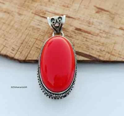 Colgante de coral rojo colgante de múltiples piedras preciosas colgante de plata de ley 925 SD63 Foto 1 de 4