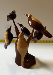 Folk Art Wood Carved Birds on a Tree Vintage Early 20th Century Sculpture Retro - Picture 1 of 22