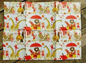 UNA HOJA DE COLECCIÓN DÉCADA DE 1950 ANIMAL ZOO NIÑOS ENVOLTURA DE REGALO COMPLETA SIN CORTAR - Imagen 1 de 3