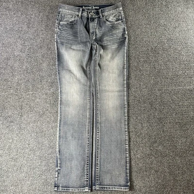 Pantalones de mezclilla vintage Y2K Request tiro bajo pierna recta bordados W27xL29,5 Foto 1 de 4