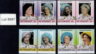 Lote 5097 - San Vicente - 1985 MNH Reina Madre Juego de estampillas postales Foto 1 de 3