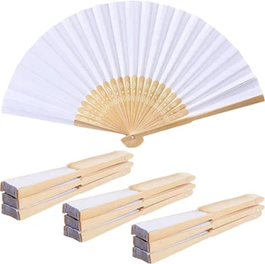 10 Pcs Handheld Folded Fan Bamboo Folding Paper Hand Held Fans for Wedding, P... - Picture 1 of 12