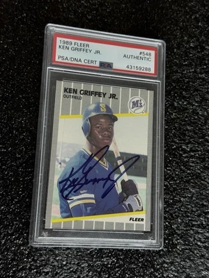 Ken Griffey Jr HOF Signed 1989 Fleer #548 Mariners RC Rookie PSA/DNA AUTO - Image 1 of 2