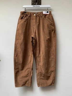 Pantalón NEXT Pierna Barril Marrón Cordón Se Ajusta Reino Unido 10 Regular NUEVO 100% Algodón Para Mujer Foto 1 de 4