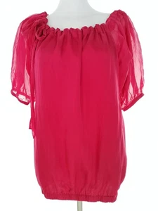 Philosophy blues original Size 36 Fuchsia Blouse Silk 100% Short Sleeve - Picture 1 of 5