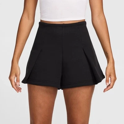 NWT Women's Nike Tech Fleece High-Waisted 3" Pleated Shorts- Medium - Black - Image 1 of 4
