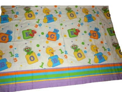 Sábana bajera plana doble mezcla de algodón ABC alfabeto SESAME STREET 9G vintage {tela} Foto 1 de 2