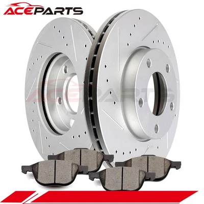 FRONT BRAKE ROTORS PAD FOR BMW Z3 Z4 318I 325I 328I 323CI DRILLED & SLOTTED - Image 1 of 4