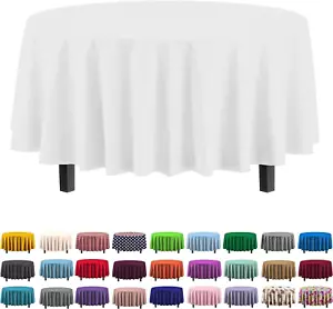 12-Pack Premium Plastic Tablecloth 84In. round Table Cover - White - Picture 1 of 12