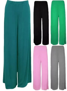 Nuevos pantalones palazzo lisos acampanados de pierna ancha para dama y mujer talla grande 8-26 - Imagen 1 de 21
