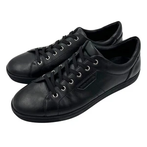DOLCE & GABBANA CS1362 Men's Black Leather Low Top Lace Up Sneakers Sz 9.5 - Picture 1 of 10