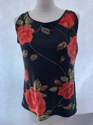 Top Nana de Charme Talla S Negro Rojo Floral Manga Corta Para Mujer Foto 1 de 4