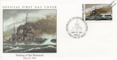 1941 HMS PRINCE OF WALES Battleship Sinking of Bismarck Warship WWII Stamp FDC - Image 1 of 3