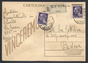 POSTGESCHICHTE ORTSCHAFT 1945 Ganze 30c Raccom.da Serina a Padua Ricop.(Y0) - Bild 1 von 1