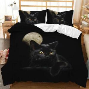 Black Cats Night Moon Quilt Duvet Cover Set Bedclothes Home Textiles Bed Linen