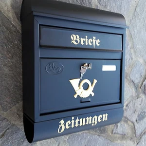 XXL Briefkasten Postkasten Schwarz Matt+Zeitungsrolle Wandmontage Nostalgie Neu - Bild 1 von 4
