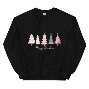 Ugly Christmas Sweater Pink Christmas tree Ugly Xmas Sweatshirt beautifull Xmas - Picture 1 of 7