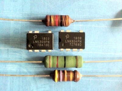 LNK304PN, LNK305PN con resistenza:22R, 100R, 47R-3W e reattori 470-1000mH - Immagine 1 di 3