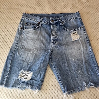 Vonzipper Shorts Mens 30 Distressed Denim Grunge Button Fly Fray Hem Beach Blue - image 1 of 4