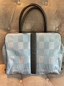 Etienne Aigner Blue Canvas Shoulder travel Bag Purse Tote Organizer zip top - Picture 1 of 10