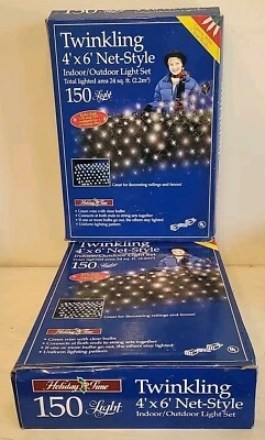 Vtg. 2 Sets Holiday Time 150-Count Clear  Net-Style Lights, 24 sq. ft. NOS. - Image 1 of 4