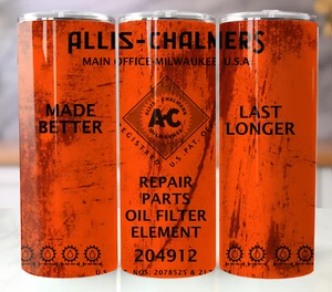 Allis Chalmers Oil 20oz Tumbler Insulated Stainless Travel Mug Cup Straw Lid - Picture 1 of 4