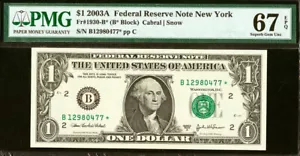 2003A 1 $ Federal Reserve Schein PMG 67EPQ New York Star Fr 1930-B* - Bild 1 von 2