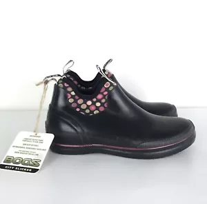 Bogs NWT Mattie Bubbles Black Rain Boots Waterproof Slip Resistant Ankle 8 Women - Picture 1 of 11