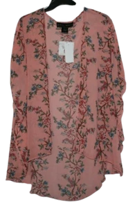 $90 Polly Esther Women'S Pink Floral Open-Front Bikini Swimwear Cover Up Size M - Picture 1 of 2