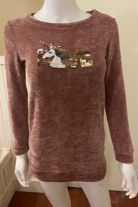 Love Cameron Girl's Love Unicorn Rose Pink Sweater Size 12 - Picture 1 of 10
