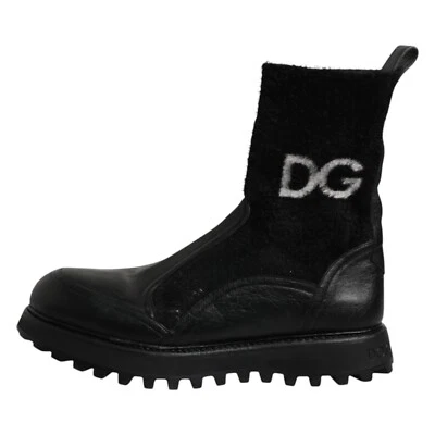 DOLCE & GABBANA Zapatos Negro DG Logo Caballo Calcetín Botines EU44 / US11 1200usd Foto 1 de 4