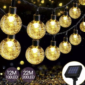 100/200LED Solar Globe String Lights Fairy Outdoor Festoon Party Garden Decor - Picture 1 of 14