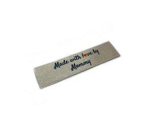Made with Love by Mommy Labels In Silver - Flat 15x50 - 40 Pack - Sew On - Picture 1 of 1