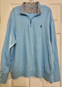 Polo Ralph Lauren 1/4 Cremallera Pullover Camisa Manga Larga Azul Para Hombre Talla XL - Imagen 1 de 4