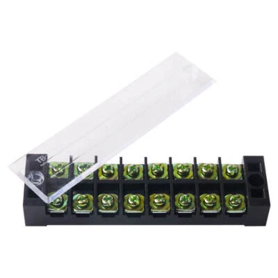 8-Position Dual Row Screw Terminal Block Covered Strip 4pcs 600V 25A - Image 1 of 4