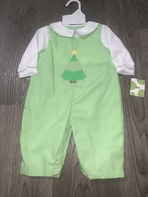 Mameluco de árbol de Navidad Petit Pomme de Petit Ami largo-todos los 3 meses nuevo con etiquetas Foto 1 de 4