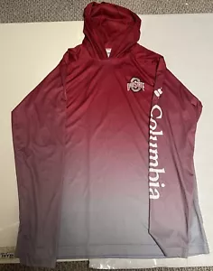 Ohio State Buckeyes Columbia PFG Long Sleeve Mens Medium Hooded Fishing Shirt - Picture 1 of 9