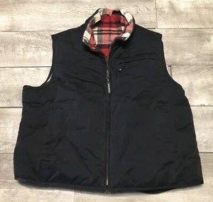 Woolrich Duck Down Womens Puffer Puffy Plaid Reversible Vest Size Large Vintage - Picture 1 of 9