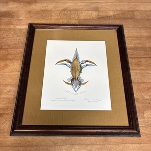 Daniel J Rhodes handkolorierter blauer Krabbendruck signiert nummeriert Crab De Lis Crabnet - Bild 1 von 11