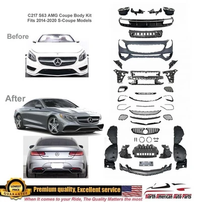 Coupe S63 Front Bumper Body Kit S550 Fits 2014-2020 Rear Diffuser Tips C217 - Image 1 of 4