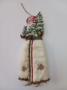 Grande 12" Antiguo Algodón Papá Noel Adorno Victoriano - Imagen 1 de 11