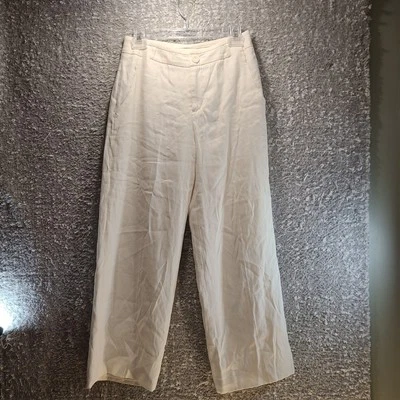 Cabi Pants Women's Off White Linen Blend Wide Leg Trouser Pants Lined Size 4 - Image 1 of 4