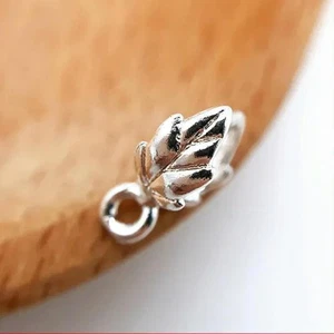 100 pcs Brass Leaf Pendants Ice Pick Pinch Bails Connector Hanger Silver - Picture 1 of 2