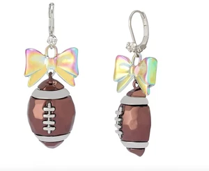 NWT Betsey Johnson Kick Off Bow Football Drop Earrings - Bild 1 von 6