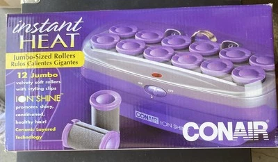 Винтажные роликовые зажимы Conair Ion Shine 12 Jumbo Velvet Hot 1-1/2 дюйма мгновенное нагревание - Изображение 1 из 4